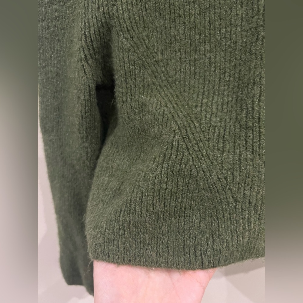 Zara Olive Green Ribbed Crop Sweater - Picture 3 of 5